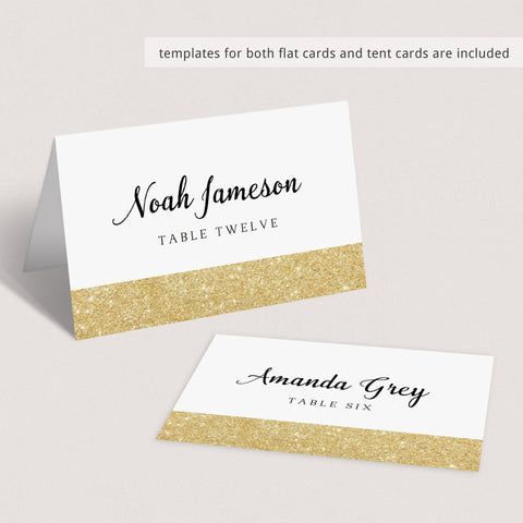 Faux Gold Name Place Cards | Editable PDF Template | Instant download ...