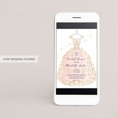 Blush and Gold Bridal Shower Invitations Card Template