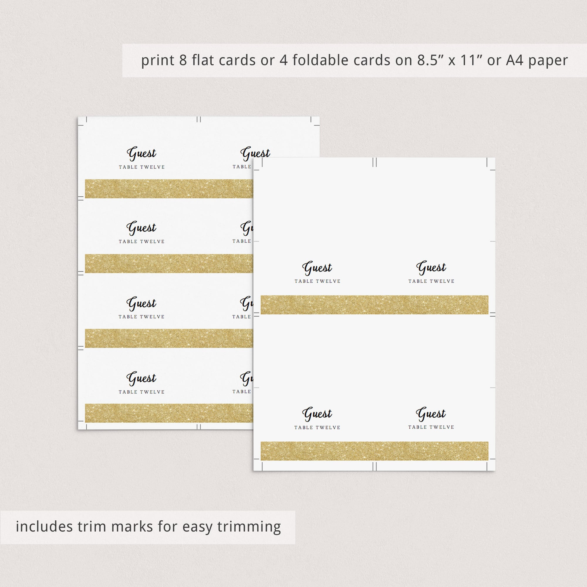 Make your own place cards for wedding gold by LittleSizzle
