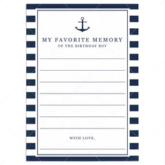 Nautical Boy Birthday Party Activity My Favorite Memory by LittleSizzle
