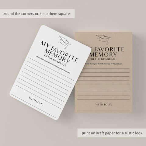 My Favorite Memory Of The Graduate Card Printable | Graduation ...