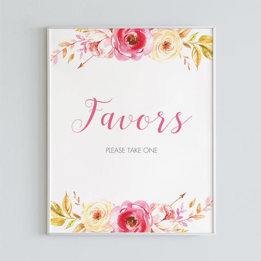 Pink favors sign printable by LittleSizzle
