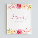 Pink favors sign printable by LittleSizzle