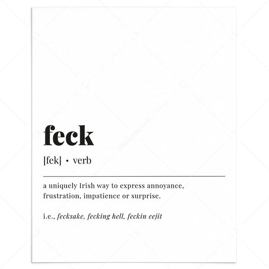 Feck Definition Print Instant Download by LittleSizzle