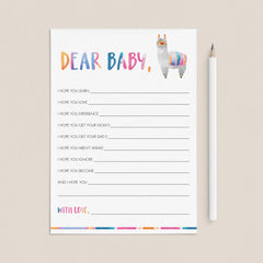 Llama theme baby shower game printable Baby Wishes by LittleSizzle