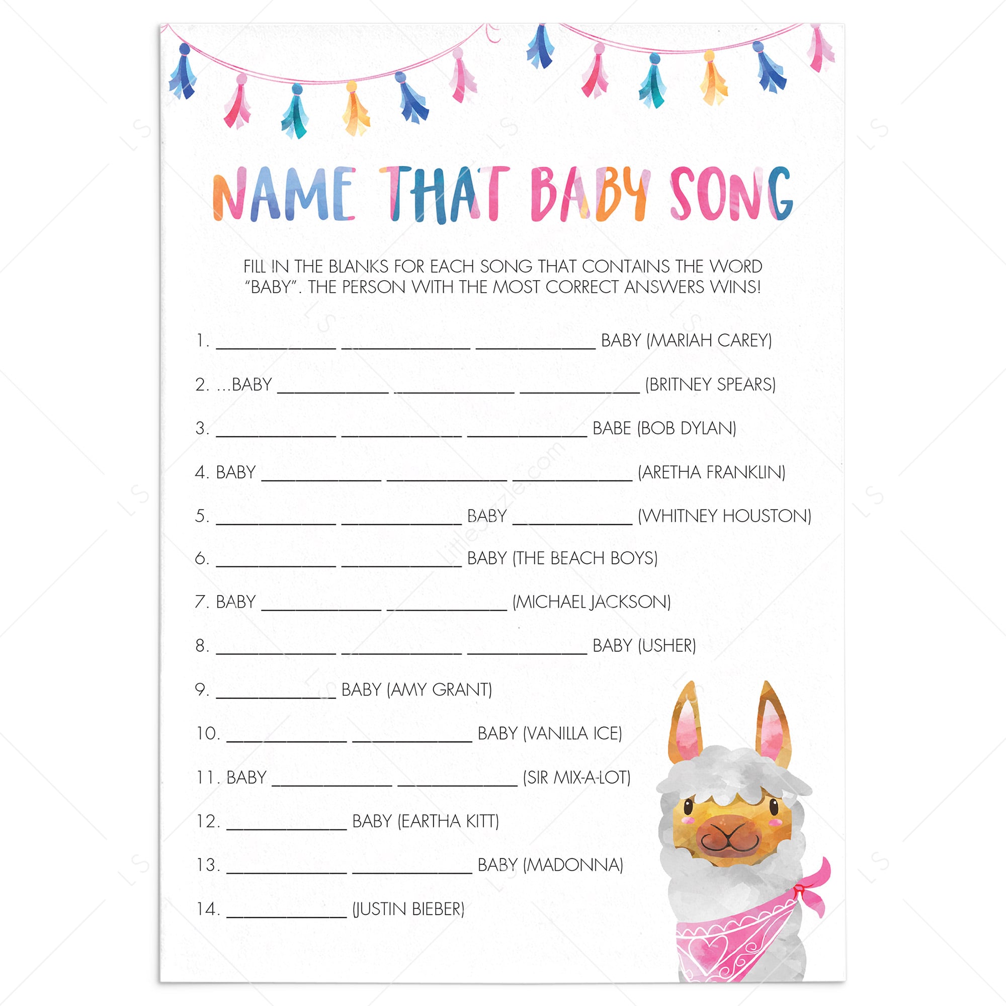 Fiesta Baby Shower Name That Baby Song Game Printable by LittleSizzle