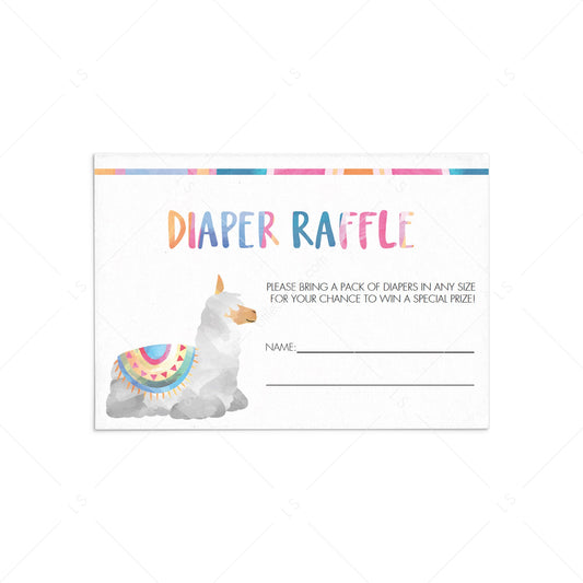 Llama baby shower diaper raffle card by LittleSizzle