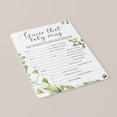 Guess That Song Baby Shower Game with Green Leaves Printable