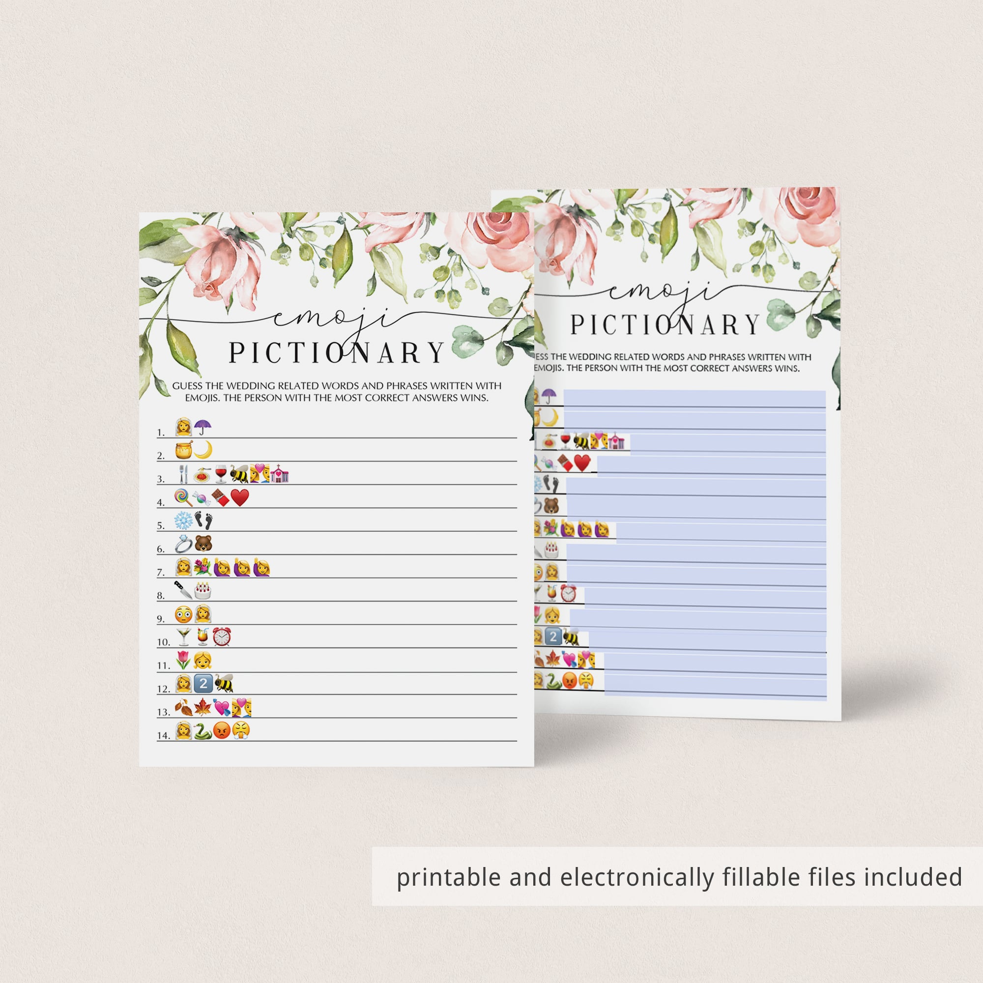 Floral Emoji Game for Virtual Bridal Shower