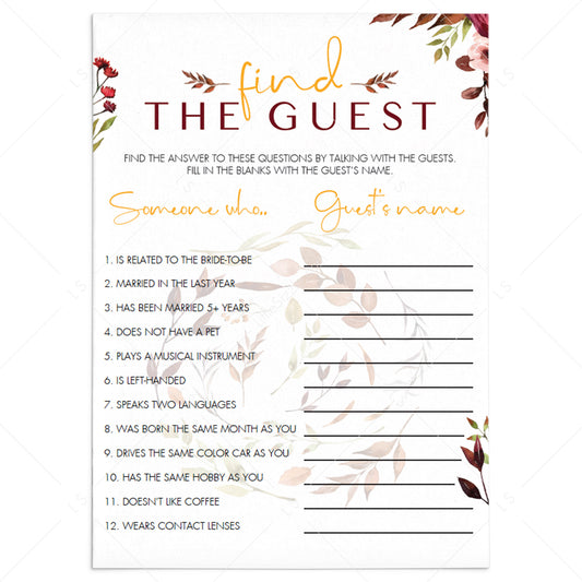 Find The Guest Game Template Autumn Theme by LittleSizzle