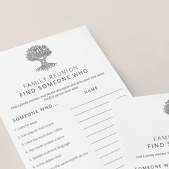 Printable Family Reunion Icebreaker Game Find Someone Who