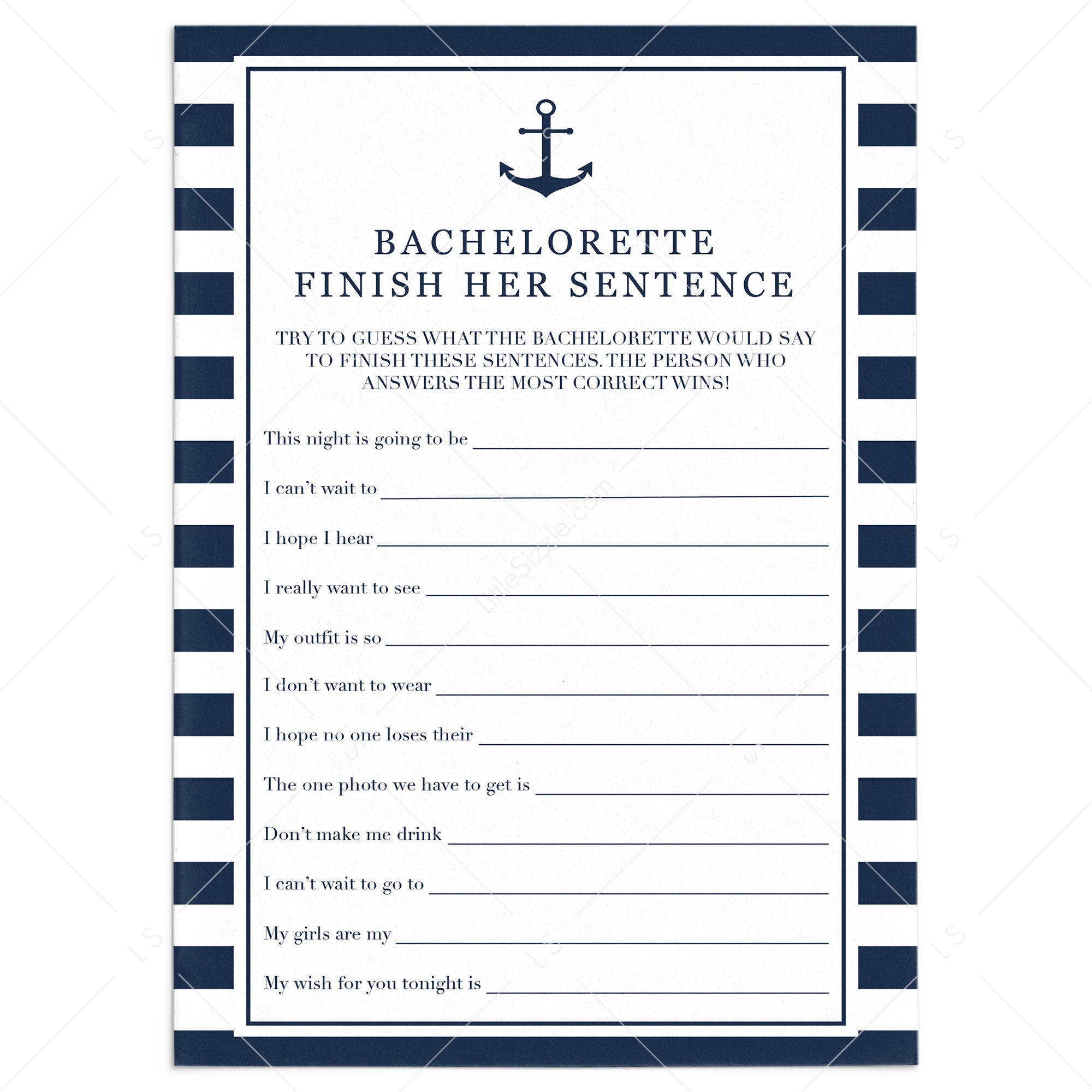 Finish The Bachelorette's Sentence Game Printable by LittleSizzle