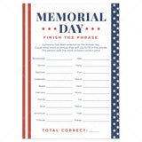 Printable Memorial Day Game for Family Finish The Phrase by LittleSizzle