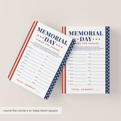 Printable Memorial Day Game for Family Finish The Phrase