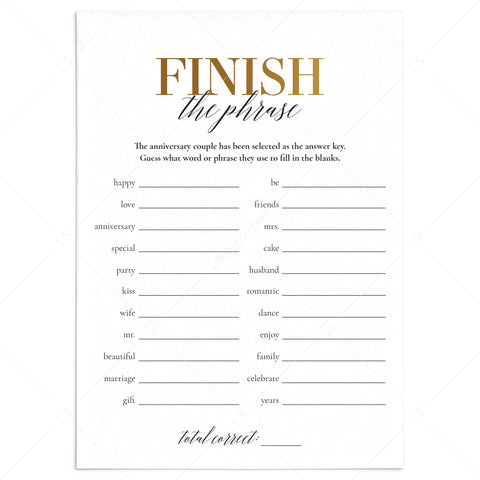 Golden Anniversary Party Icebreaker Game Printable | 50th Anniversary ...