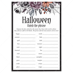Floral Halloween Ladies Night Game Finish The Phrase by LittleSizzle