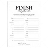 Anniversary Party Game for Group Finish The Phrase Printable by LittleSizzle
