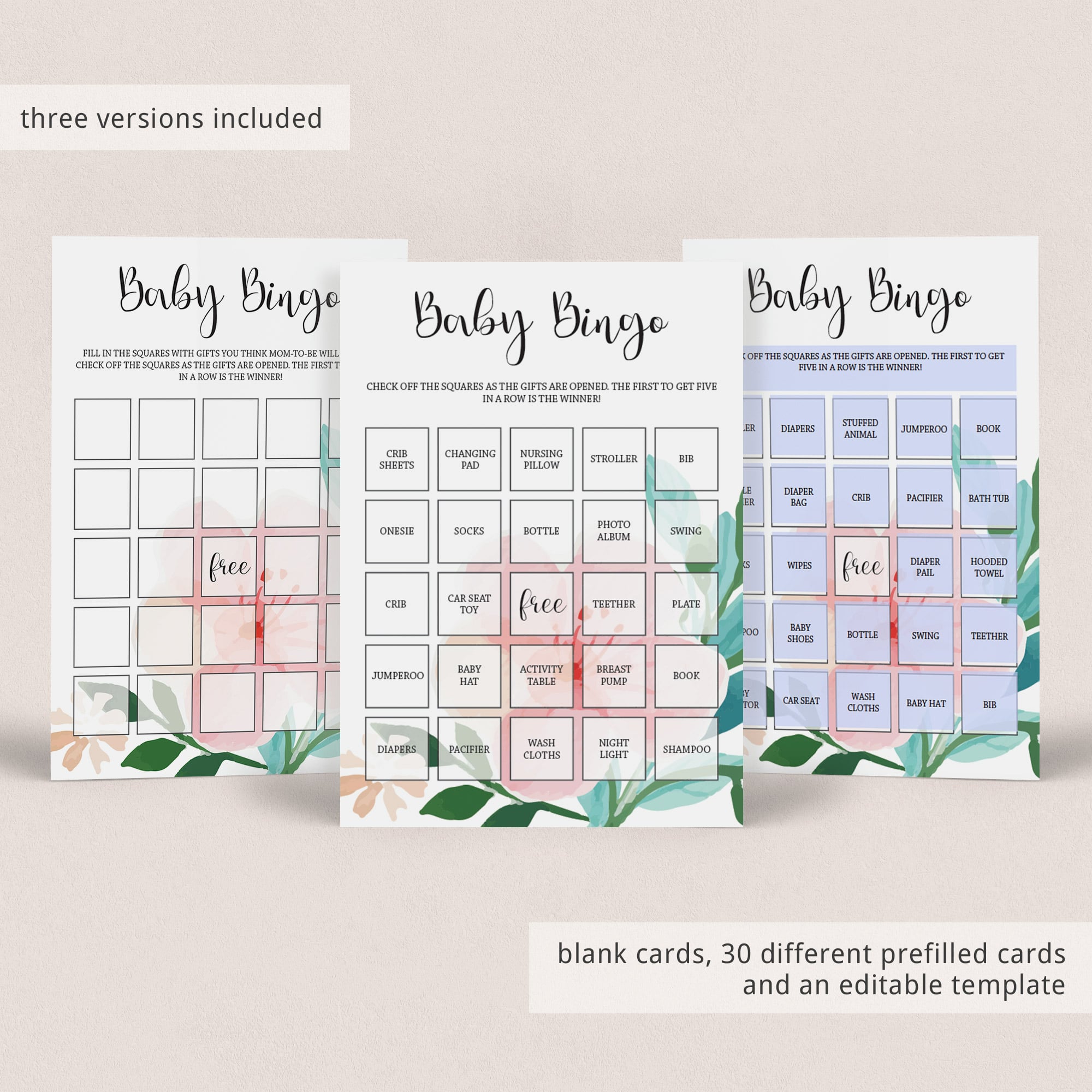 Printable baby bingo for baby girl shower by LittleSizzle