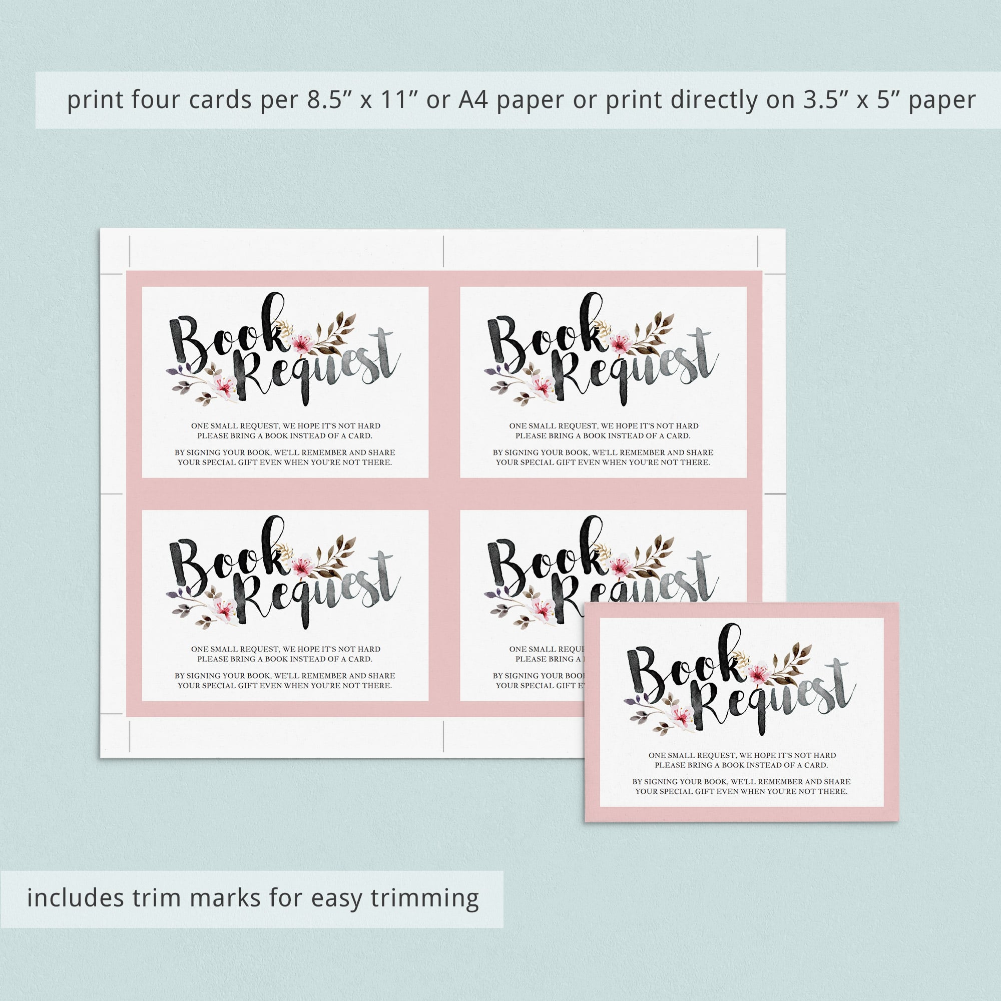 Editable bring a book for baby girl cards by LittleSizzle