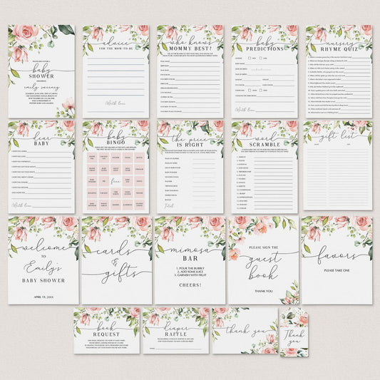 19 Floral Baby Shower Printables Instant Download by LittleSizzle