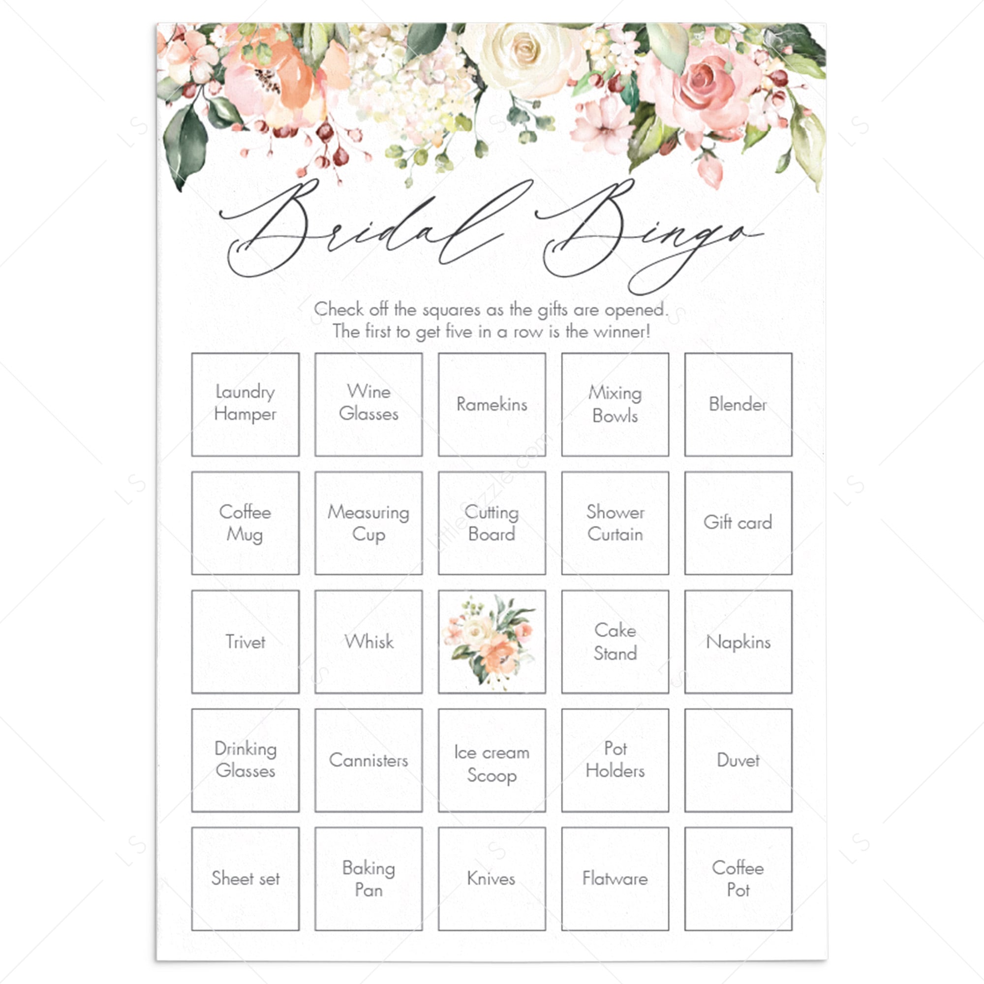 floral bridal bingo template download by LittleSizzle