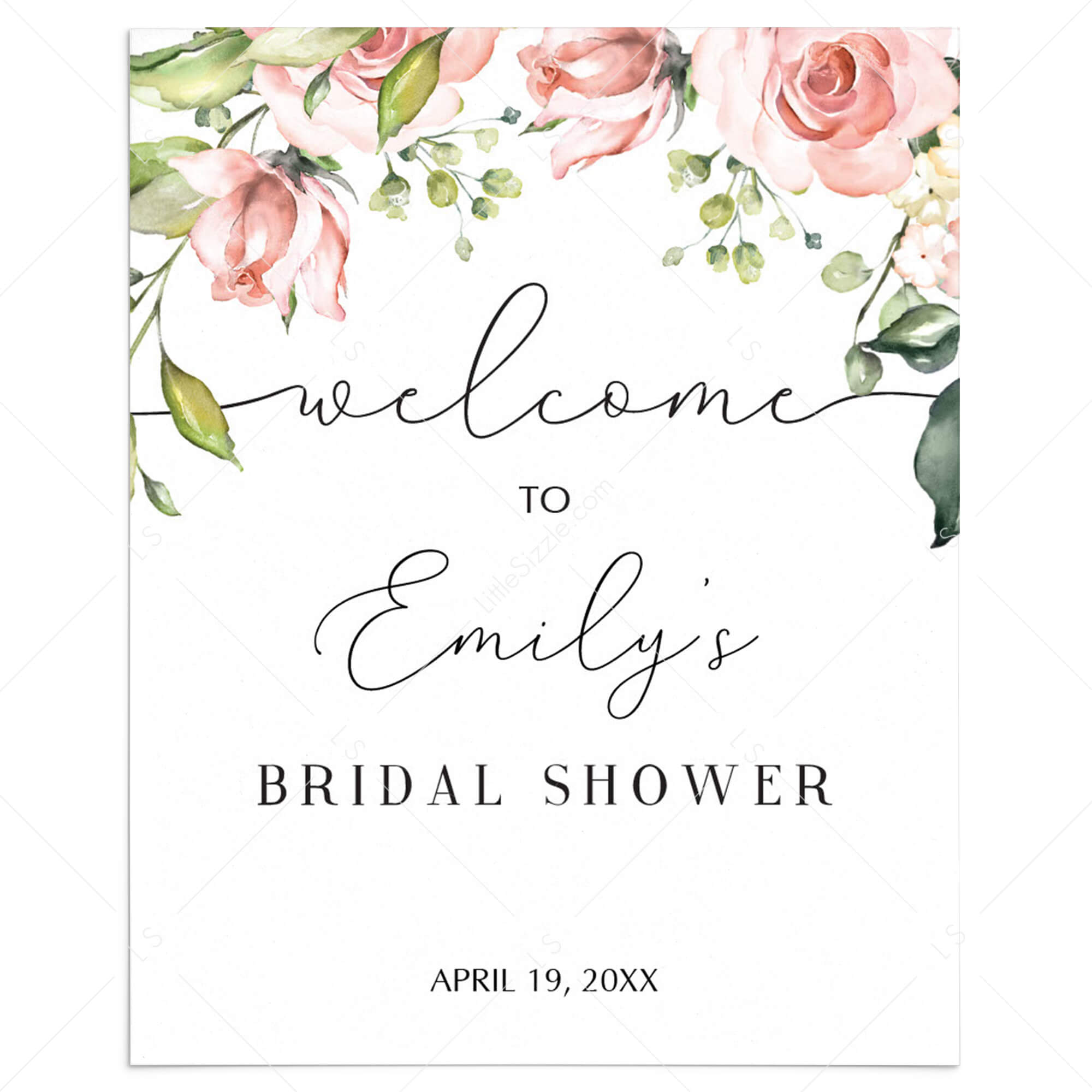 Floral Welcome Sign Template for Bridal Shower Decor by LittleSizzle