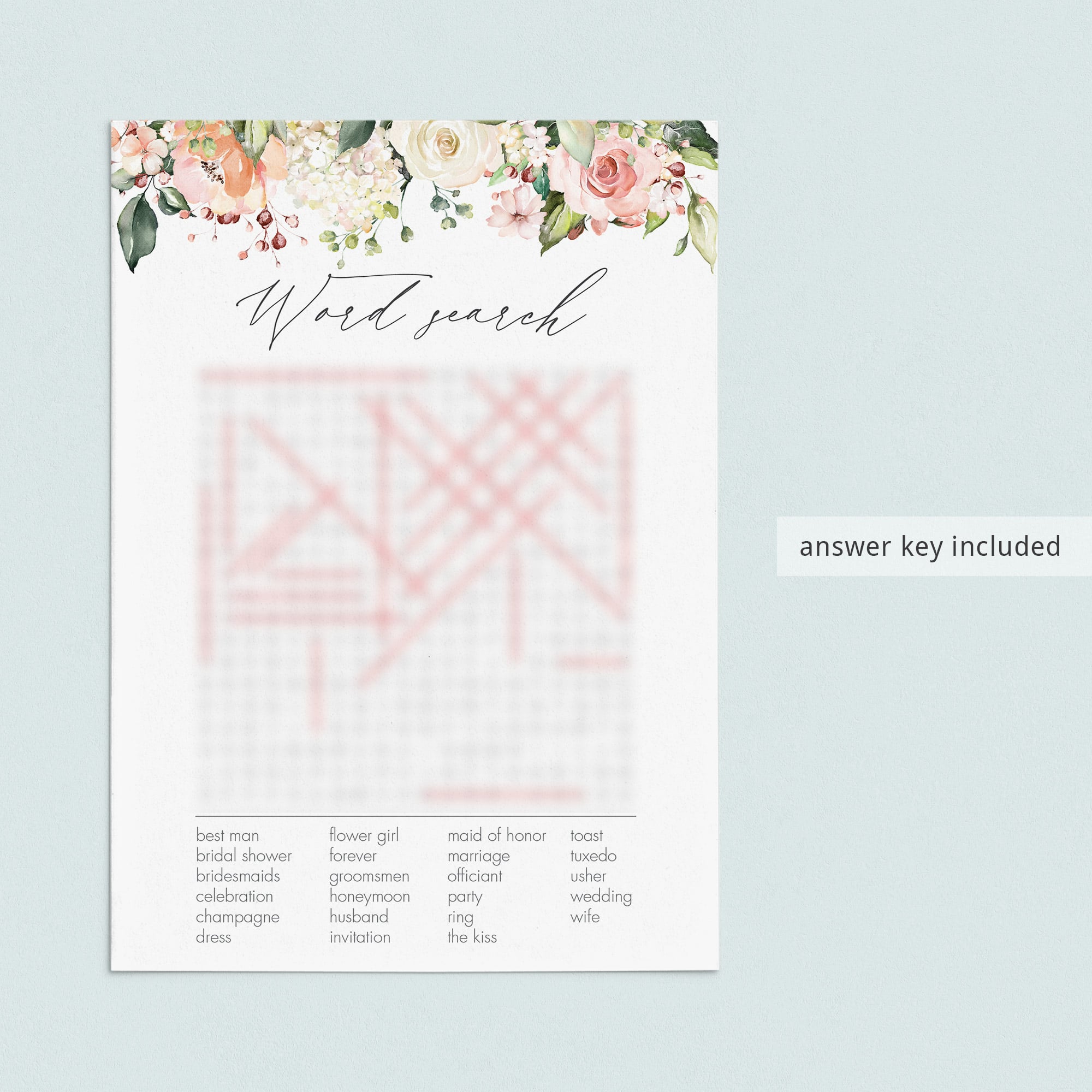 floral design bridal shower game cards