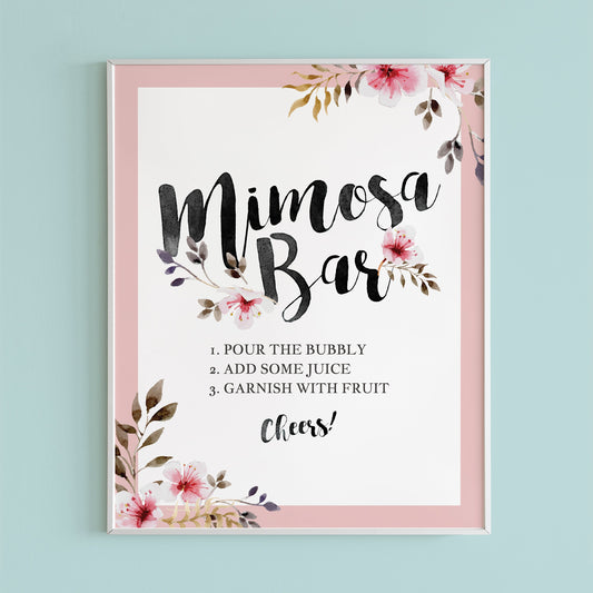 Instant download pink and black mimosa bar sign by LittleSizzle