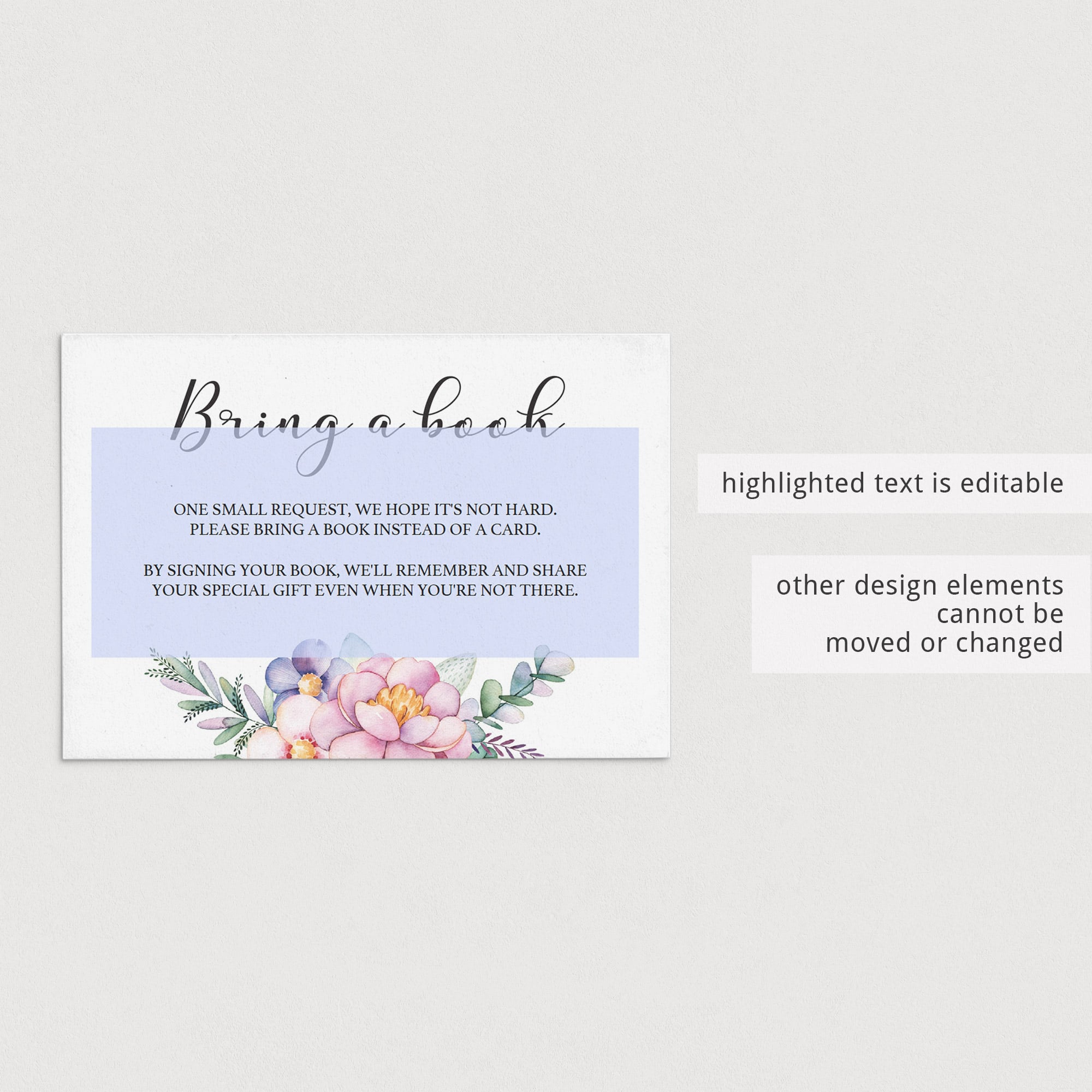 Floral themed baby shower bring a book instead of a card template by LittleSizzle