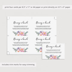 Editable bring a book card template for baby shower by LittleSizzle