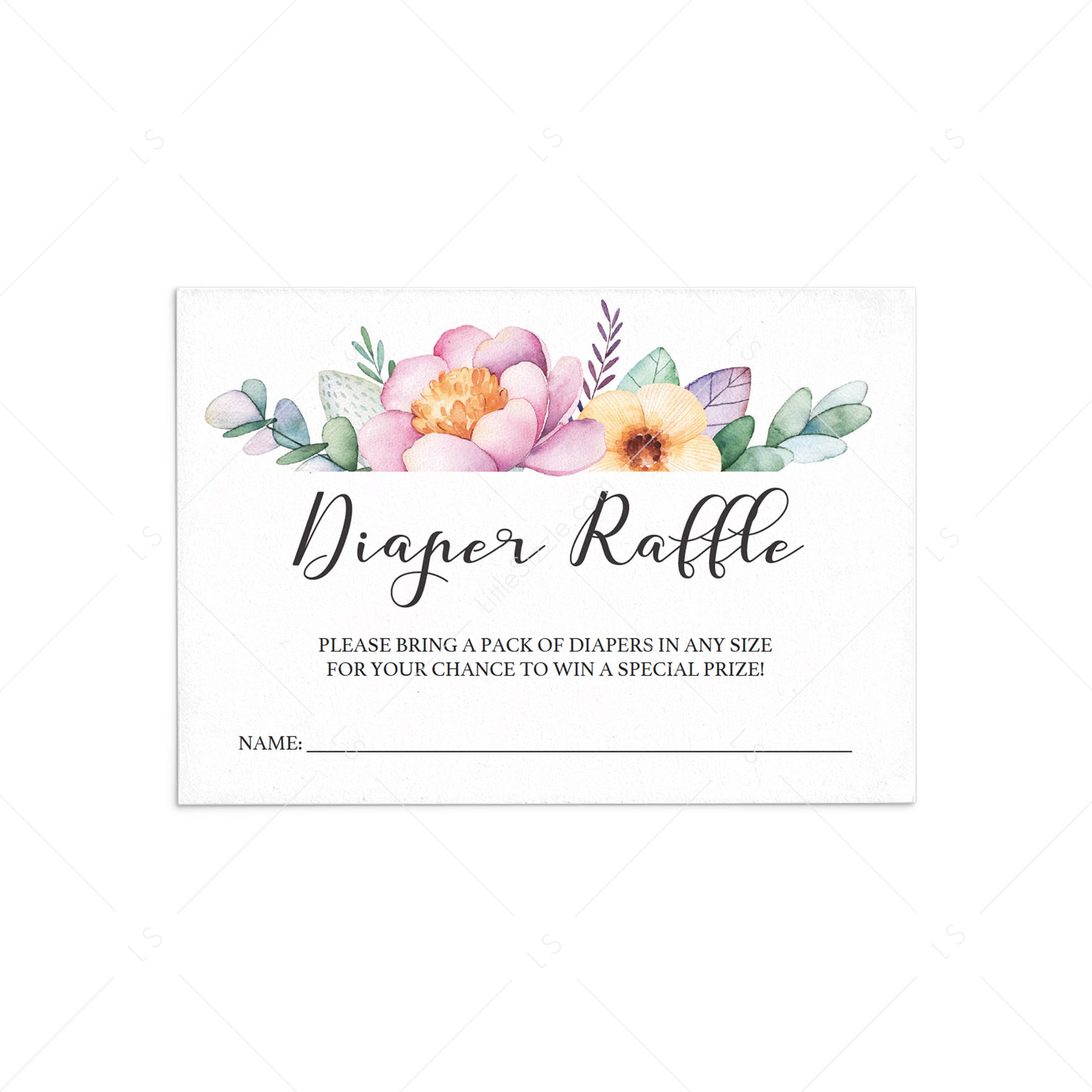 Flower themed baby shower invitation insert template by LittleSizzle