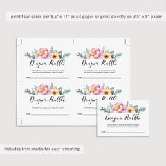 Diaper raffle ticket template for girl baby shower by LittleSizzle