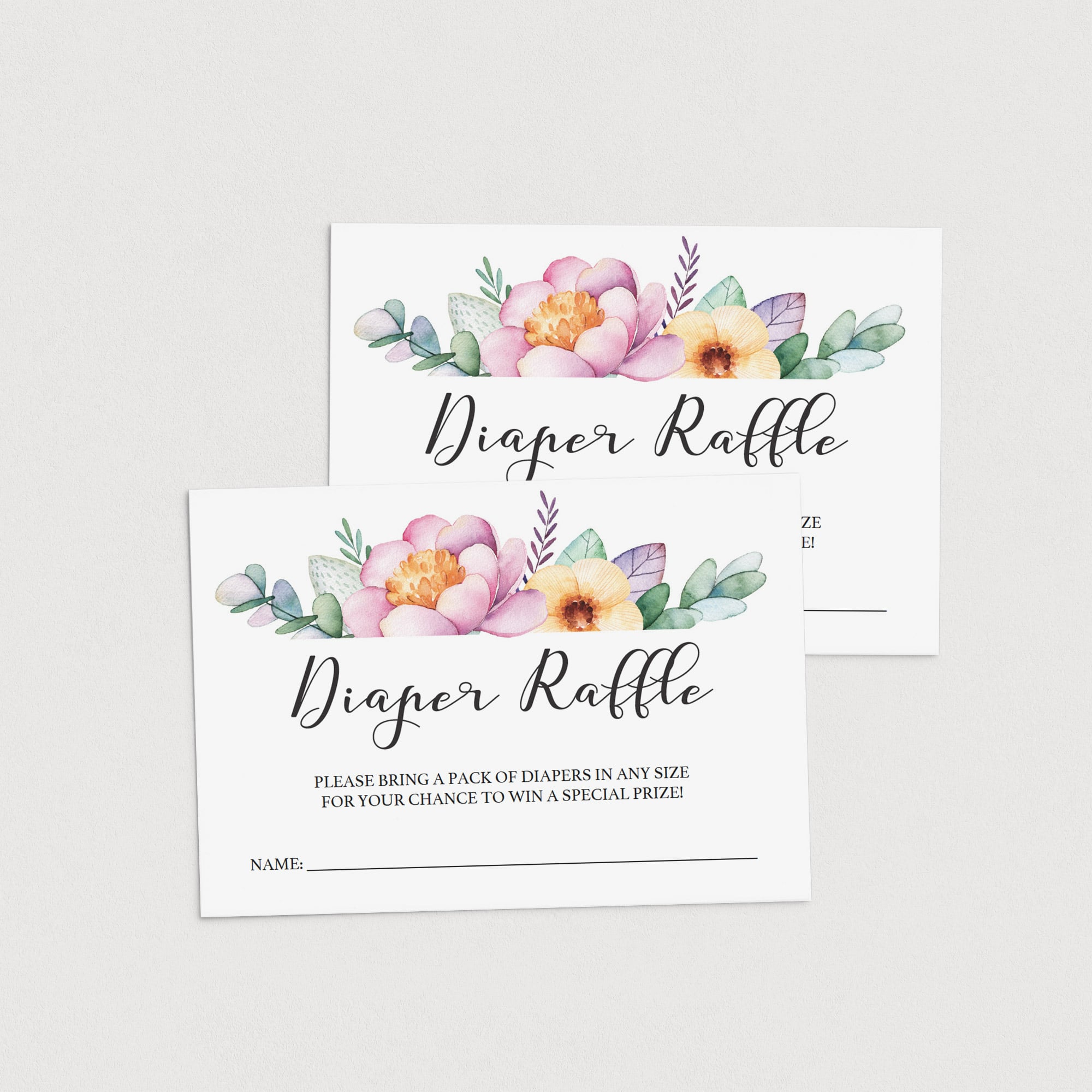Printable diaper raffle tickets for girl baby shower by LittleSizzle