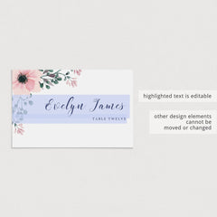 Floral Place Cards for Bridal Shower Table Decorations