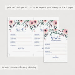 Well Wishes for the Bride and Groom Cards Printable