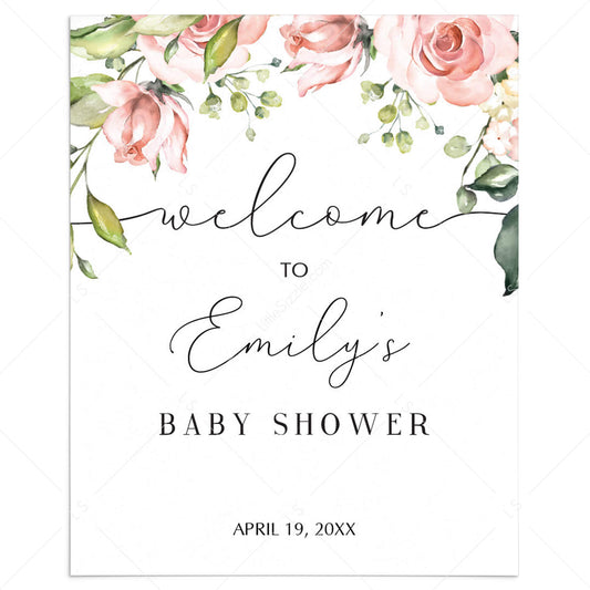 Editable Baby Shower Welcome Sign Template Calligraphy