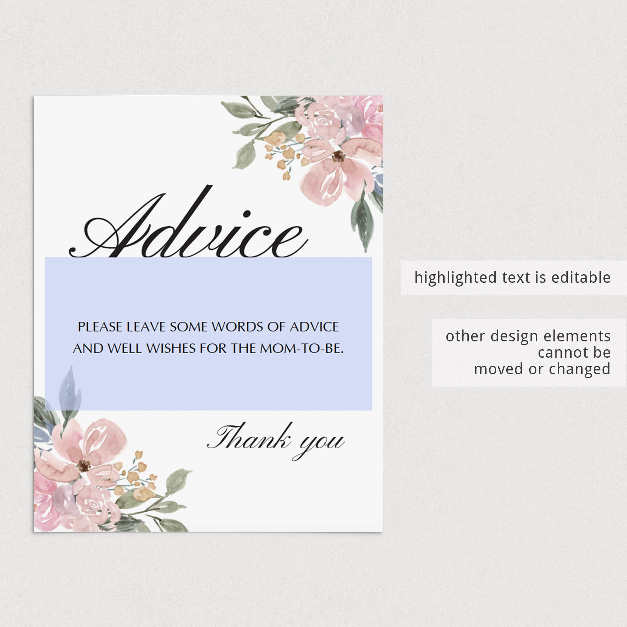 Floral watercolor advice for mommy sign printable by LittleSizzle
