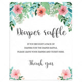 Diaper raffle sign for floral shower by LittleSizzle