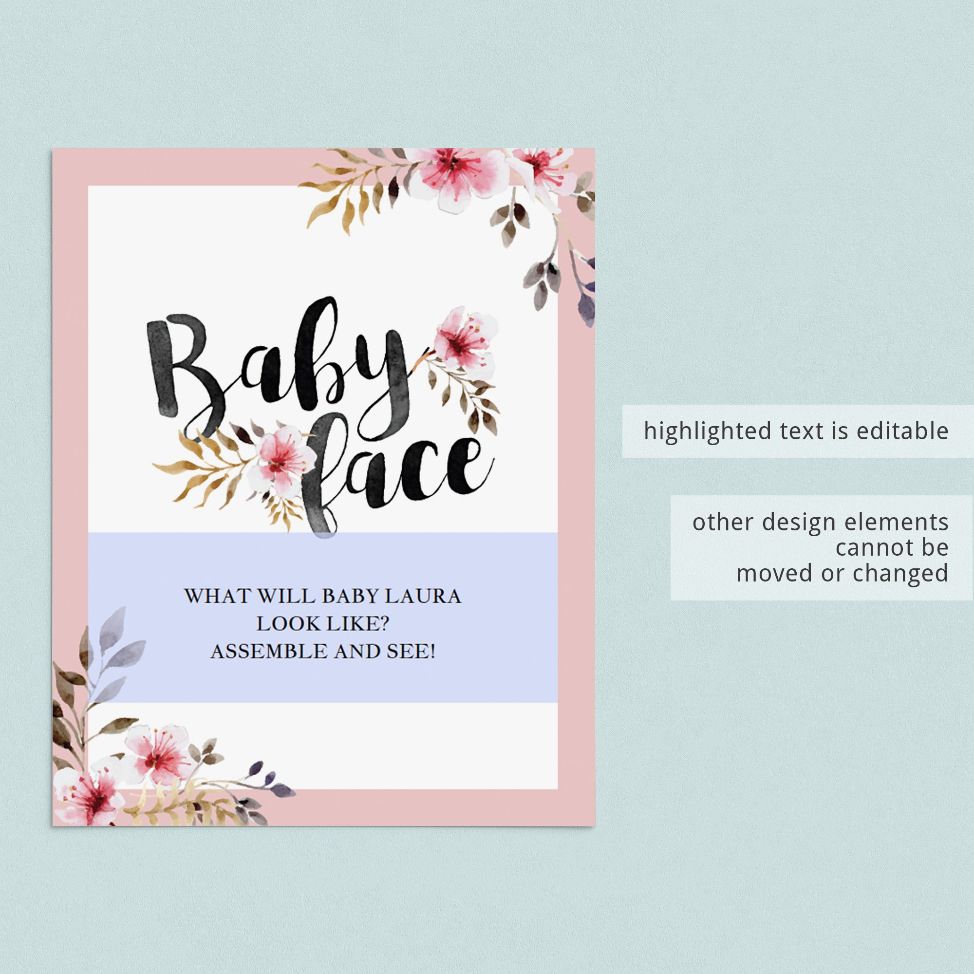 DIY baby face game for girl baby showers by LittleSizzle