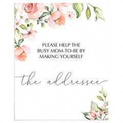 Floral address card sign printable by LittleSizzle