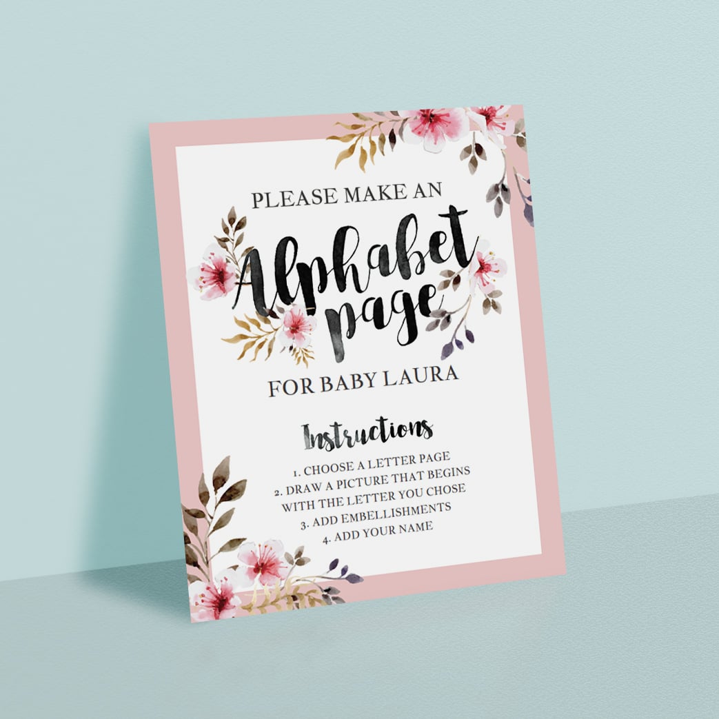 Floral watercolor babyshower table sign templates by LittleSizzle