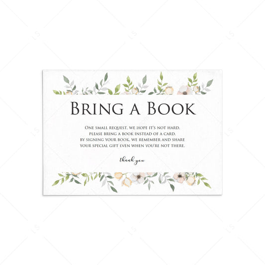 Bring a book card for floral baby shower party by LittleSizzle