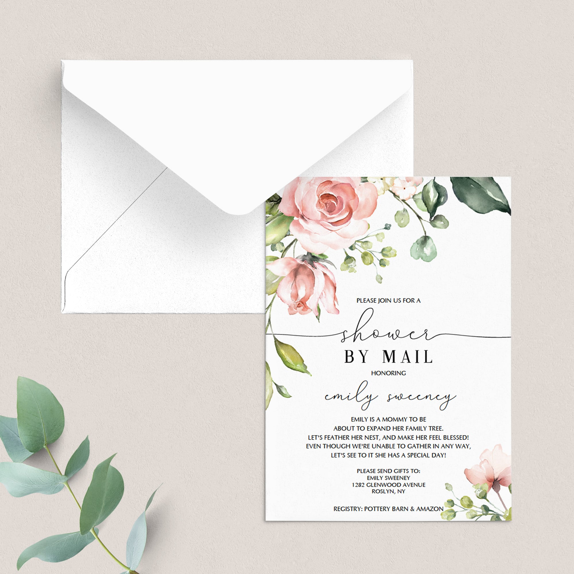 Shower by mail inviation template instant download by LittleSizzle