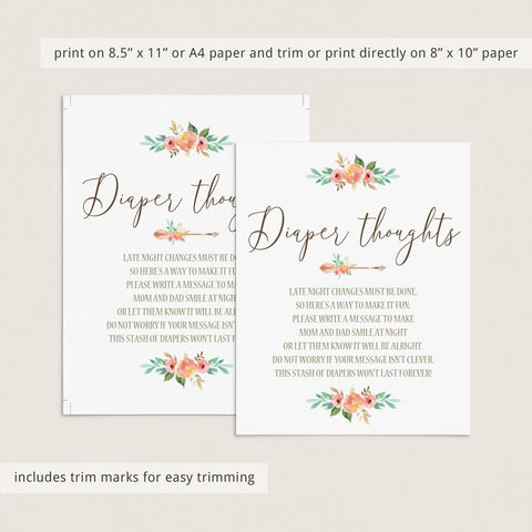 Funny baby shower activity Diaper Thoughts printable sign – LittleSizzle