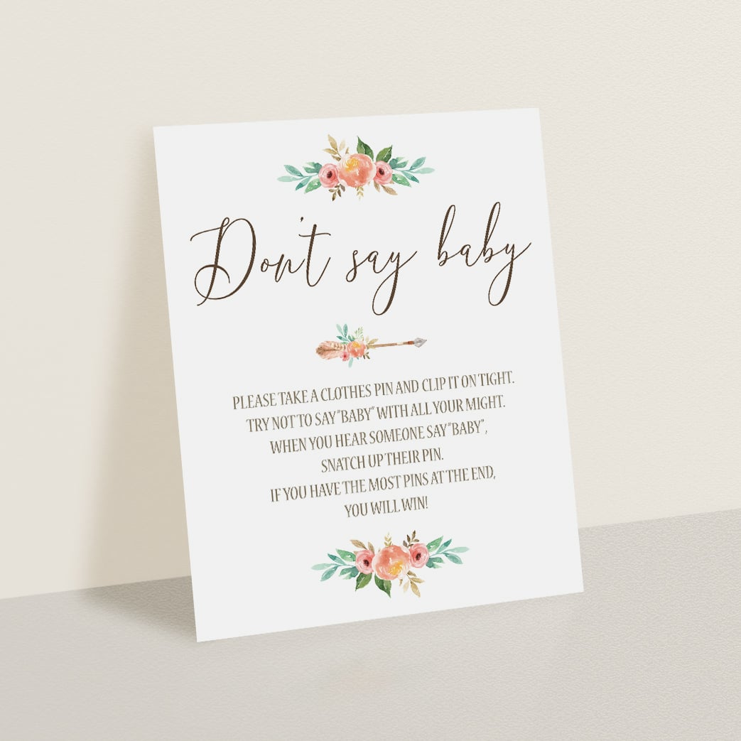Don't say baby girl baby shower instant download by LittleSizzle