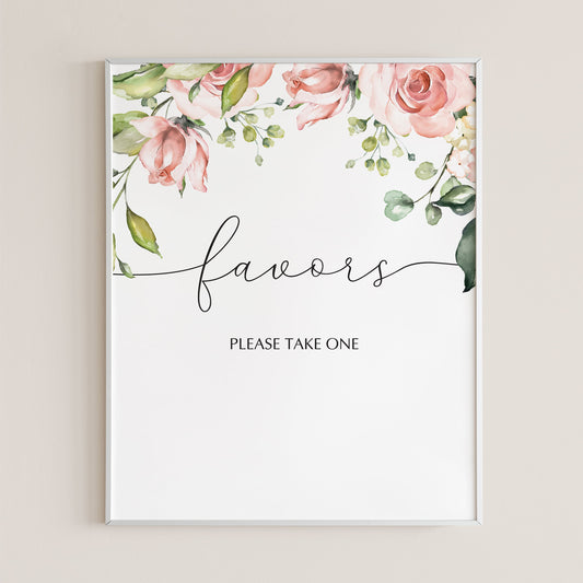 Blush floral printable table sign for favors by LittleSizzle
