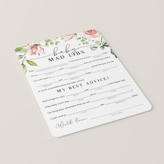 Mad Libs Funny Baby Shower Advice Printable Floral