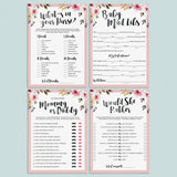 Florals baby shower games printable package by LittleSizzle