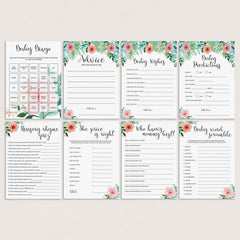 Floral printable baby shower games by LittleSizzle