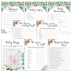 Floral printable baby shower games by LittleSizzle